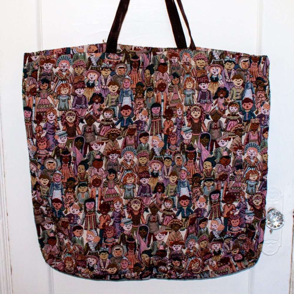 Extra Large Tote Grocery Carry-on Bag 22"X22" Embroidered Pattern Unique Item